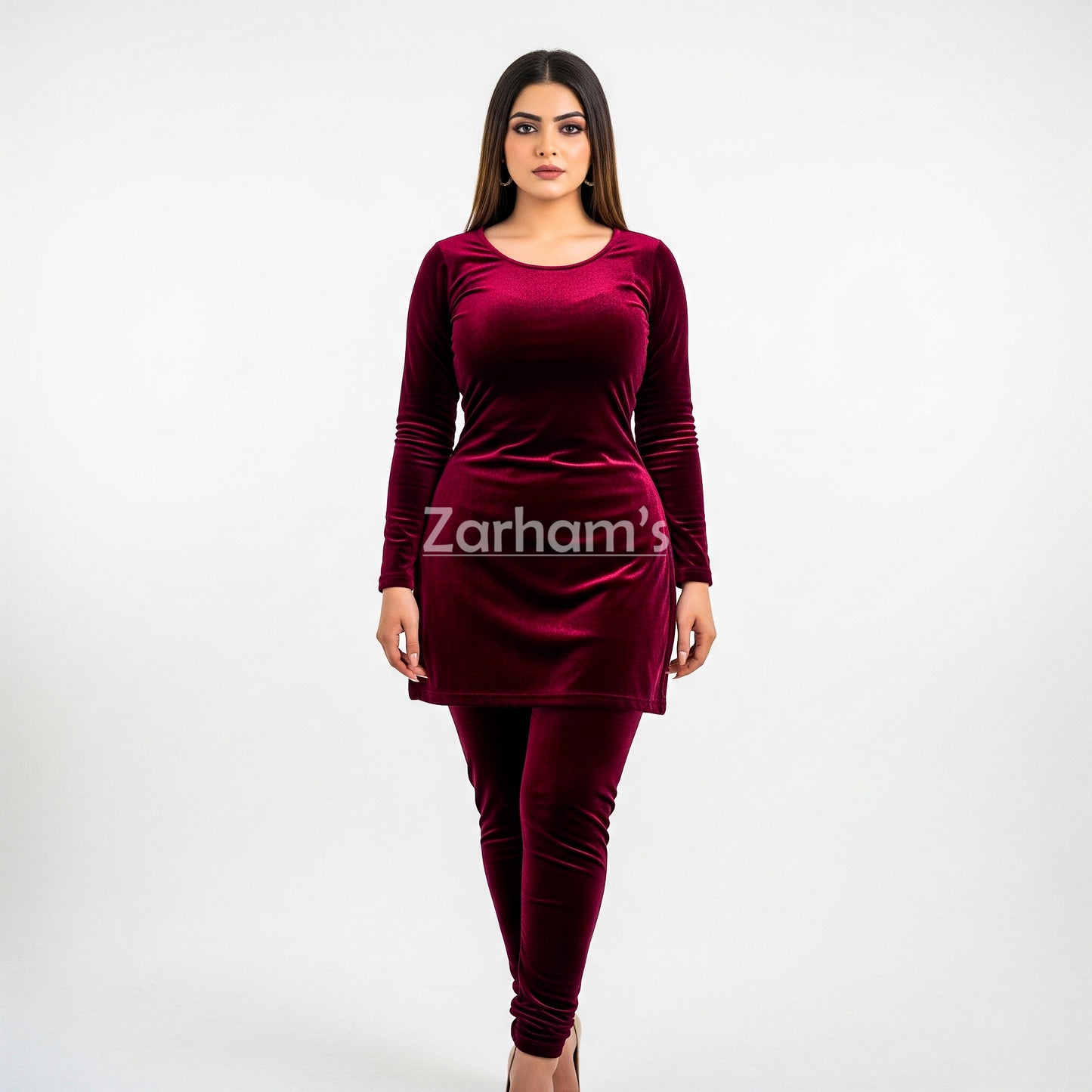 Handmade Velvet Maroon Sleeveless Kameez Shalwar Suit