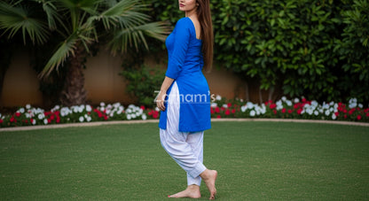 The Zarhams Artisan Lawn Suit in Dark Blue