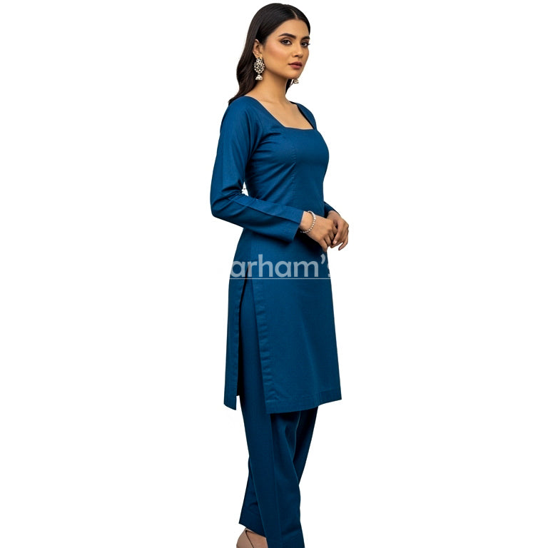 Handmade Cotton Blue Kameez Shalwar Suit