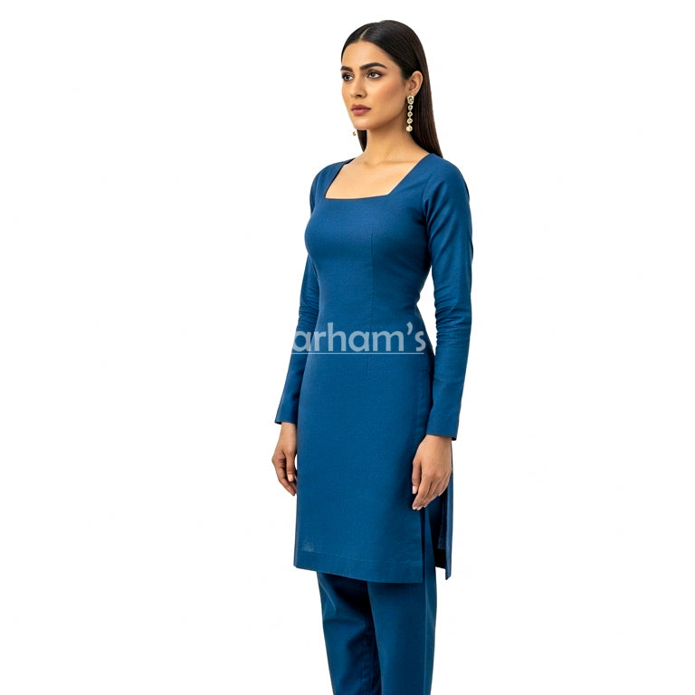 Handmade Cotton Blue Kameez Shalwar Suit