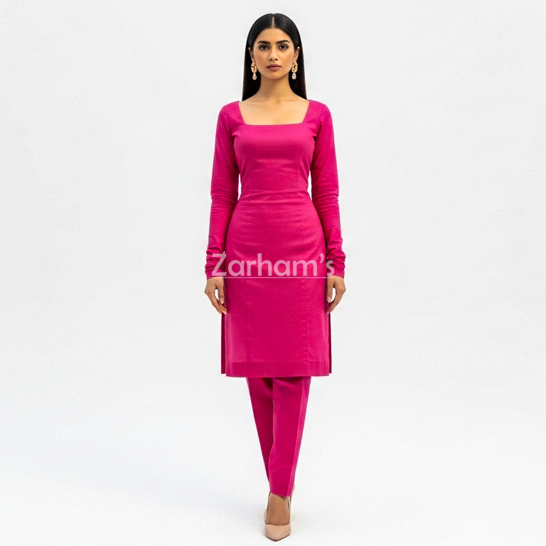 Handmade Cotton Pink Sleeveless Kameez Shalwar Suit