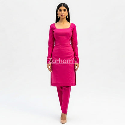 Handmade Cotton Pink Sleeveless Kameez Shalwar Suit