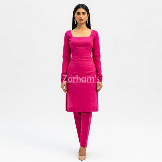 Handmade Cotton Pink Sleeveless Kameez Shalwar Suit