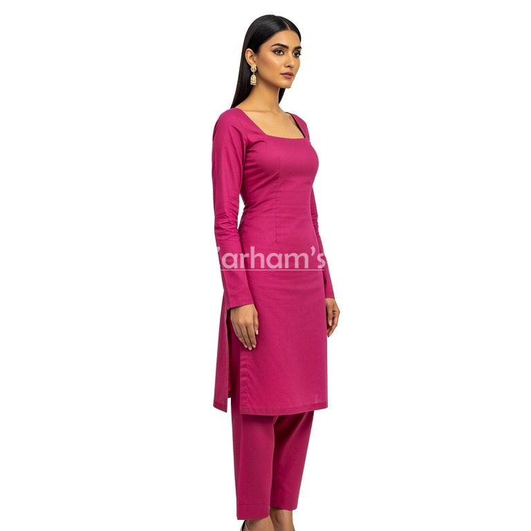 Handmade Cotton Pink Sleeveless Kameez Shalwar Suit