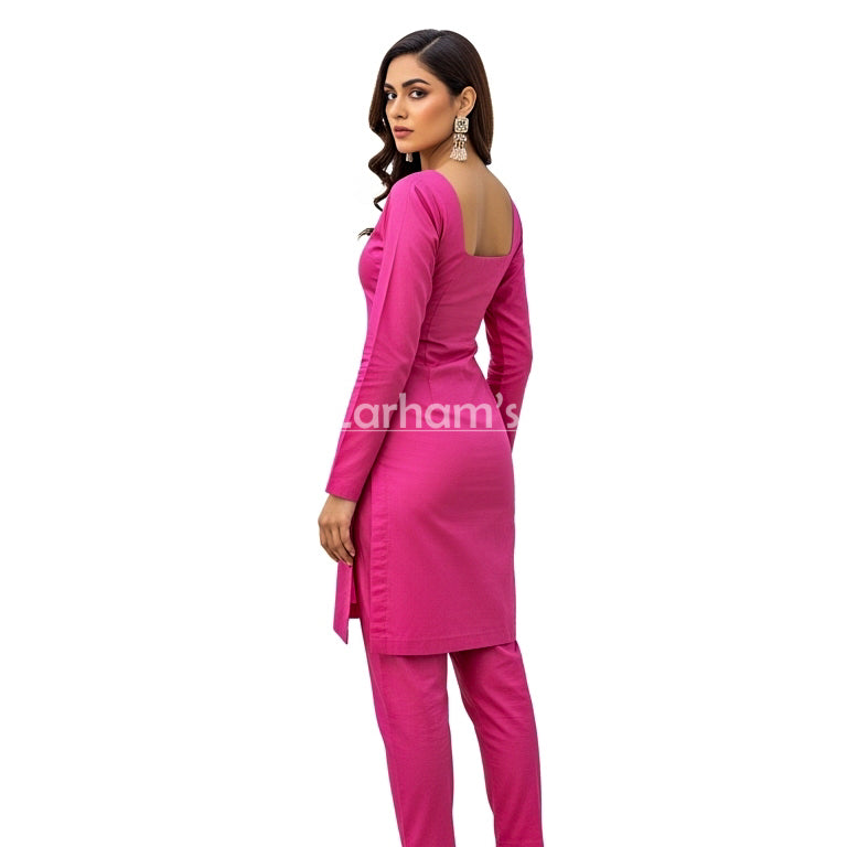 Handmade Cotton Pink Sleeveless Kameez Shalwar Suit