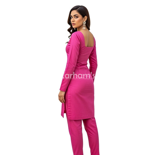 Handmade Cotton Pink Sleeveless Kameez Shalwar Suit