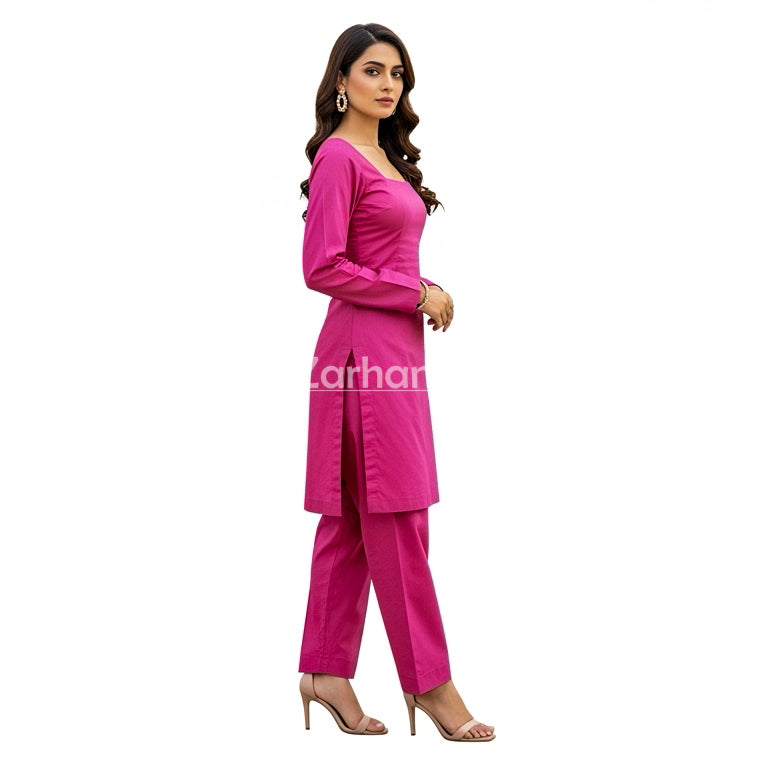 Handmade Cotton Pink Sleeveless Kameez Shalwar Suit