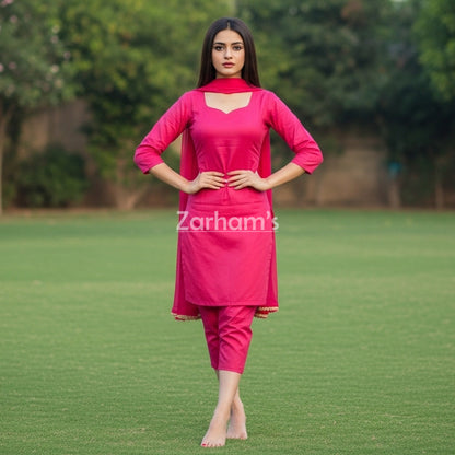 Handmade Pink Cotton Kamiz Shalwar Suit