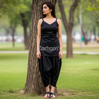 Handmade Black Silk Kamiz Shalwar Suit