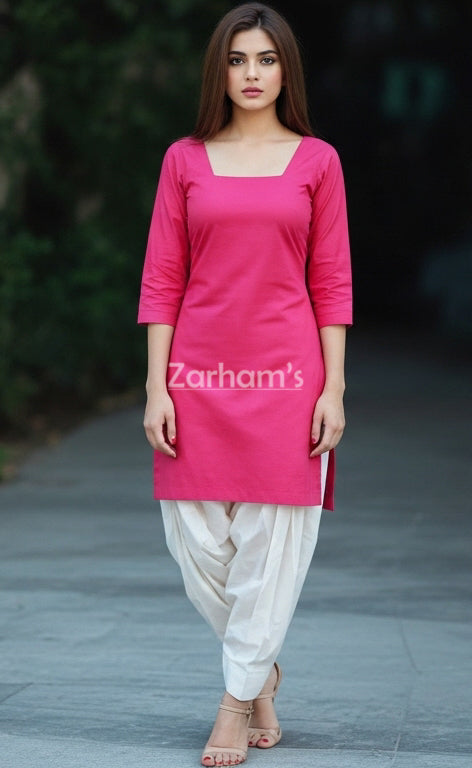 Handmade Kamiz Shalwar Suit Pink Kamiz and White Shalwar