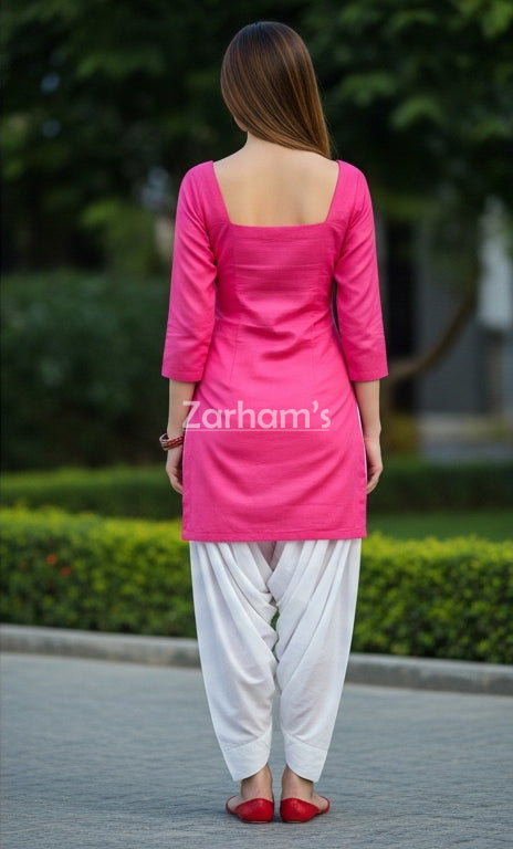 Handmade Kamiz Shalwar Suit Pink Kamiz and White Shalwar