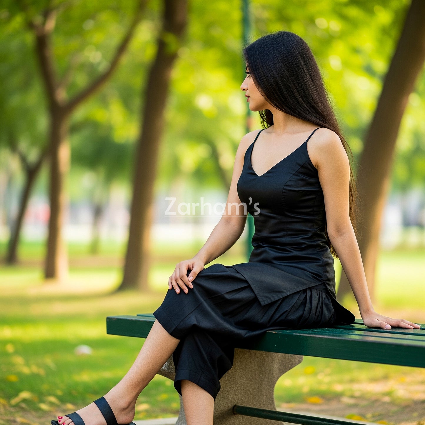 Handmade Black Silk Kamiz Shalwar Suit