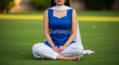 The Zarhams Artisan Lawn Suit in Dark Blue