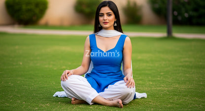 The Zarhams Artisan Lawn Suit in Dark Blue