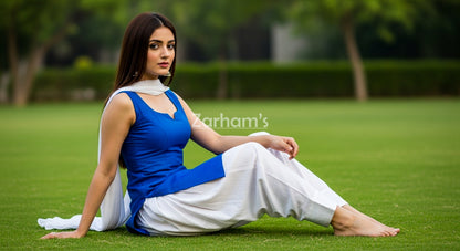The Zarhams Artisan Lawn Suit in Dark Blue